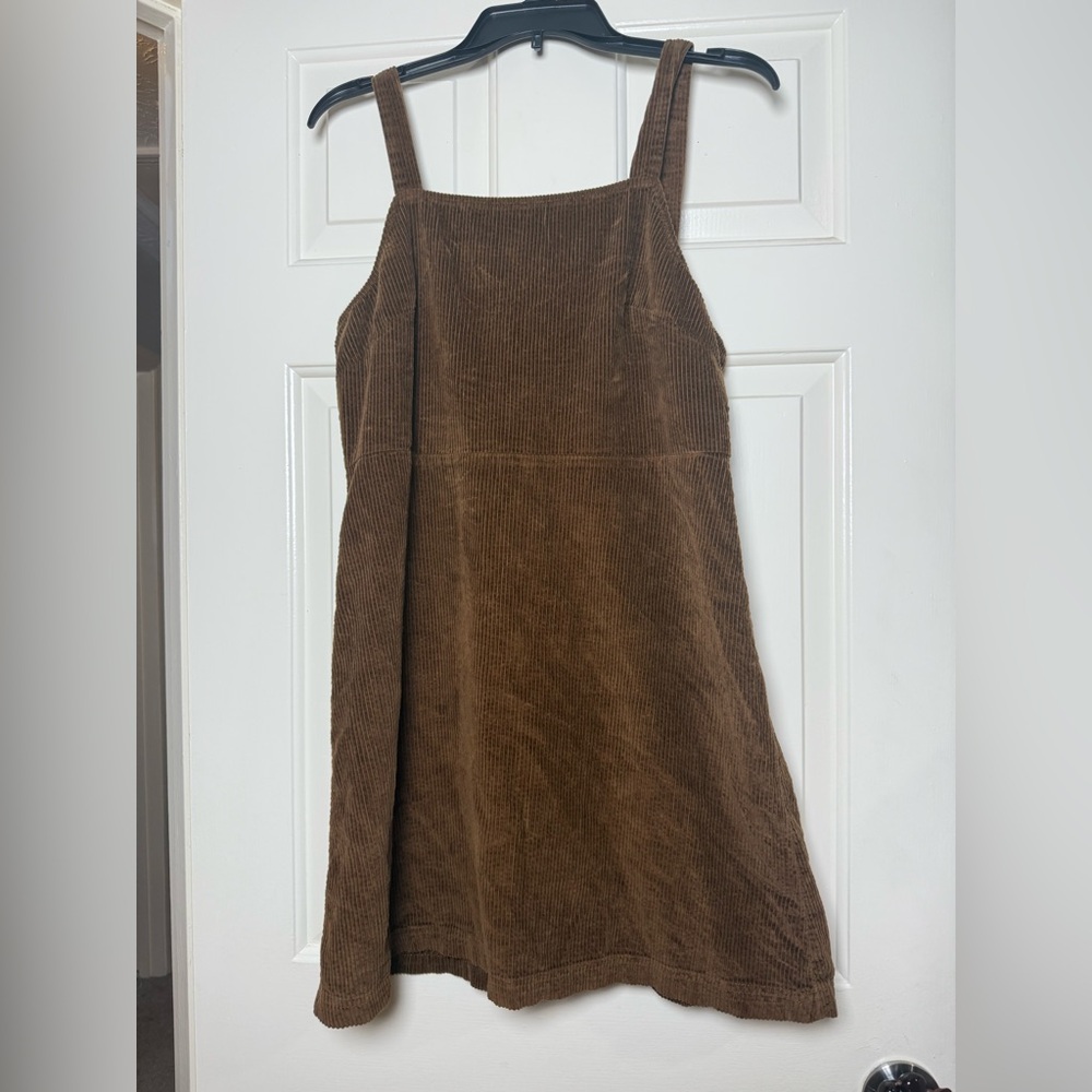American Eagle Outfitters women's brown corduroy overall mini dress - Picture 1 of 10